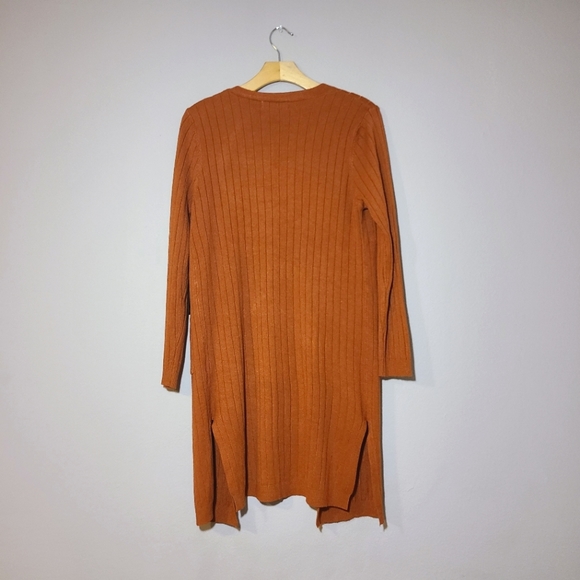 NWT Thinkable Red Orange Open Front Long Cardigan - Picture 2 of 8